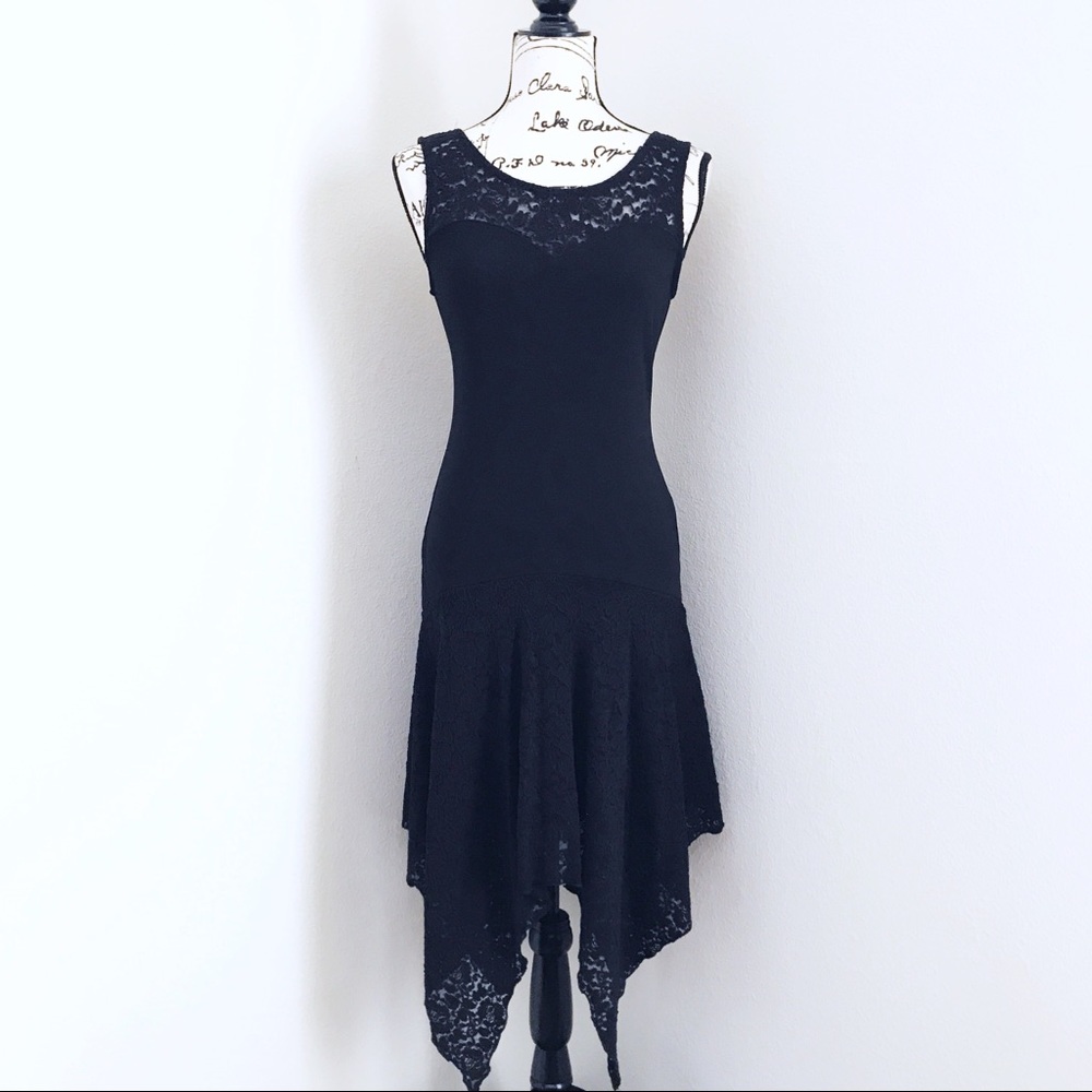 NWOT Olive Tree Black Drop Waist Dress With Lace